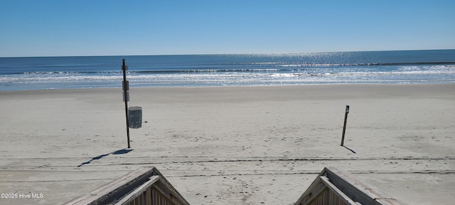 view of water feature with a view of the beach