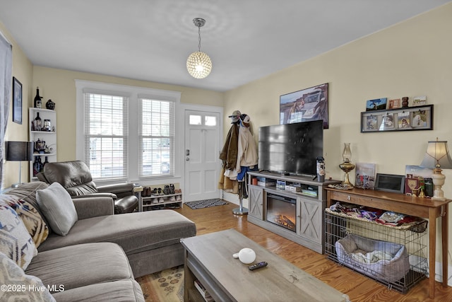 living area featuring light wood-type flooring