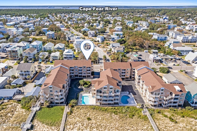 aerial view with a residential view