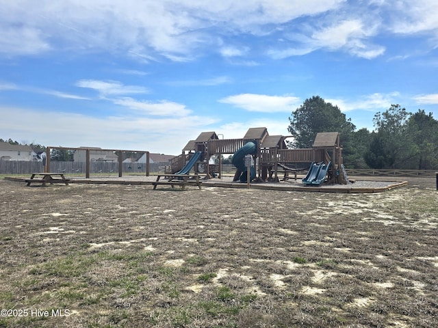 community play area featuring fence