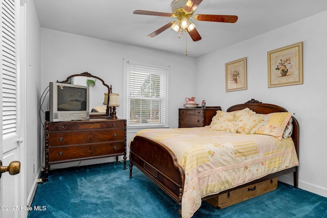 211 Brandon Ave, Tarboro, NC 27886 - bedroom featuring carpet floors, a ceiling fan, and baseboards