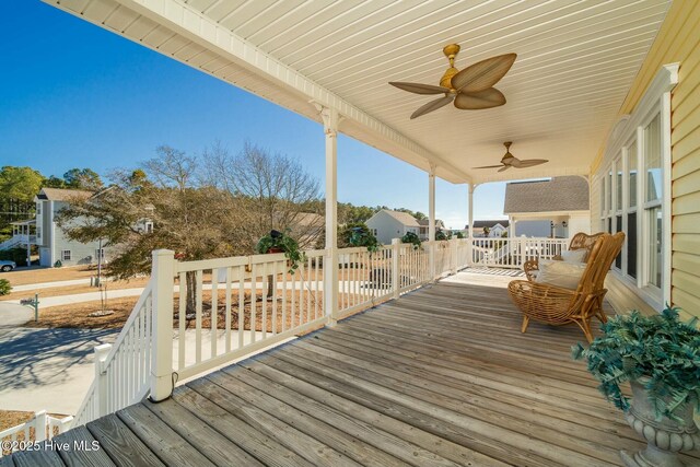 deck featuring ceiling fan