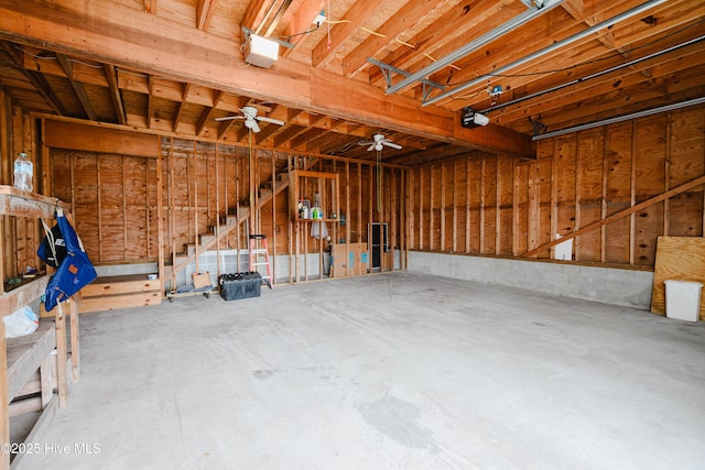 garage with a garage door opener