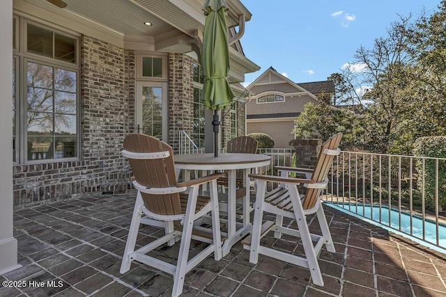 view of patio / terrace featuring a fenced in pool