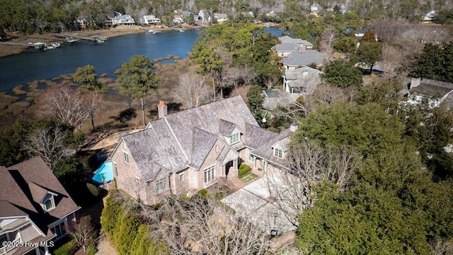 bird's eye view featuring a water view