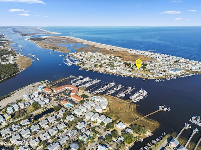212 Florida Ave, Carolina Beach, NC 28428 - aerial overview of property's location featuring a large body of water and a marina