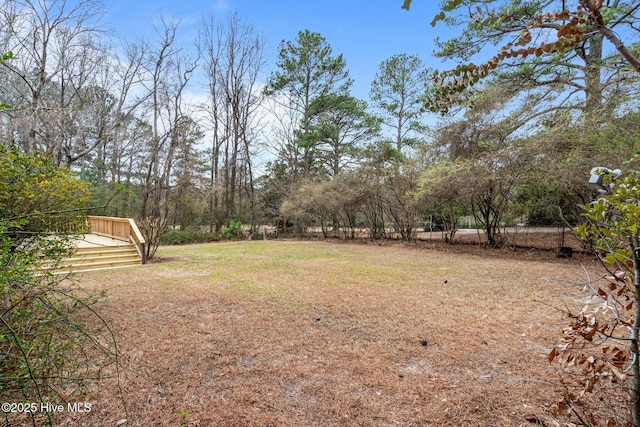 view of yard featuring a wooden deck