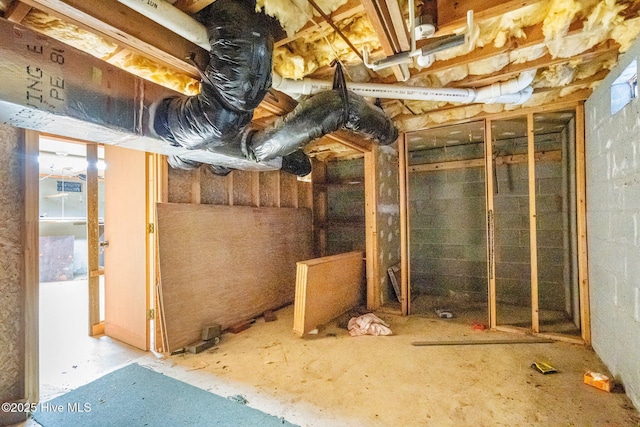 view of unfinished basement