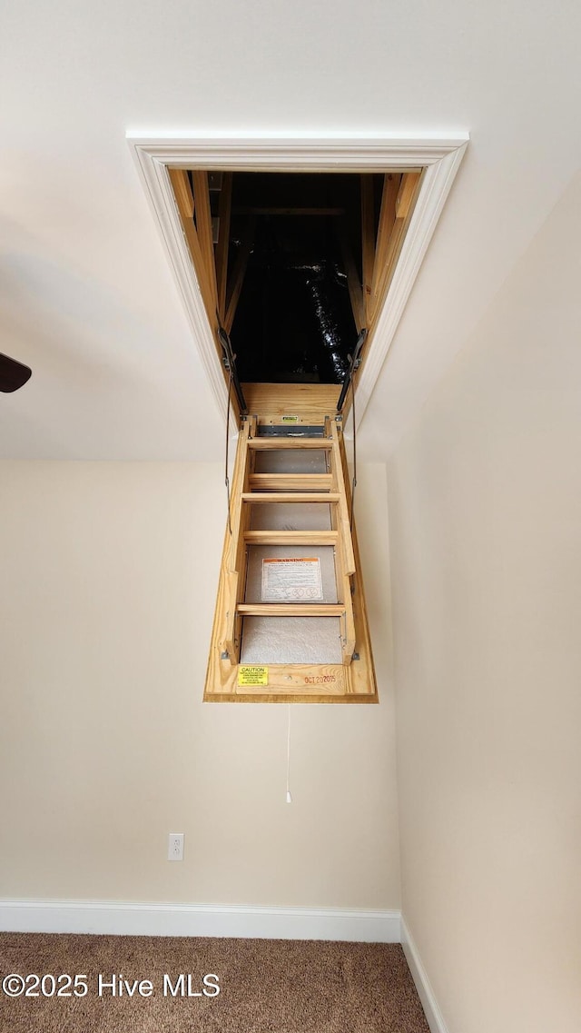 interior space featuring carpet flooring and baseboards