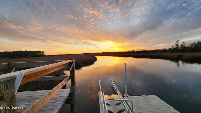 view of dock featuring a water view