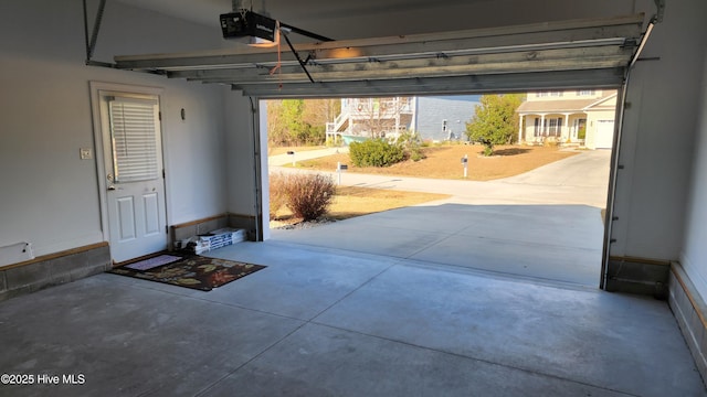 garage with a garage door opener