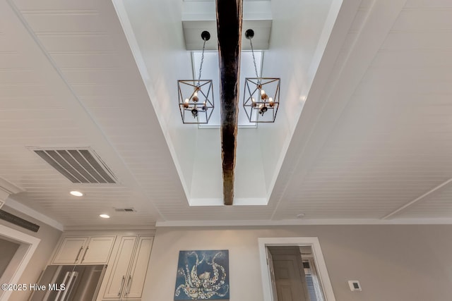 details with recessed lighting and visible vents