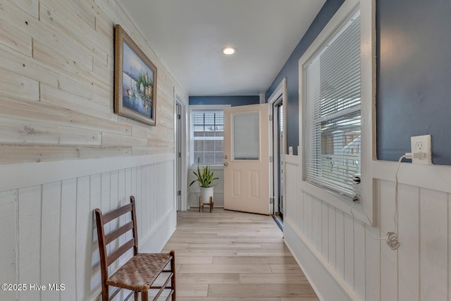 doorway featuring light wood-type flooring