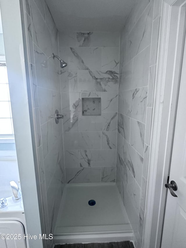 bathroom featuring a shower stall