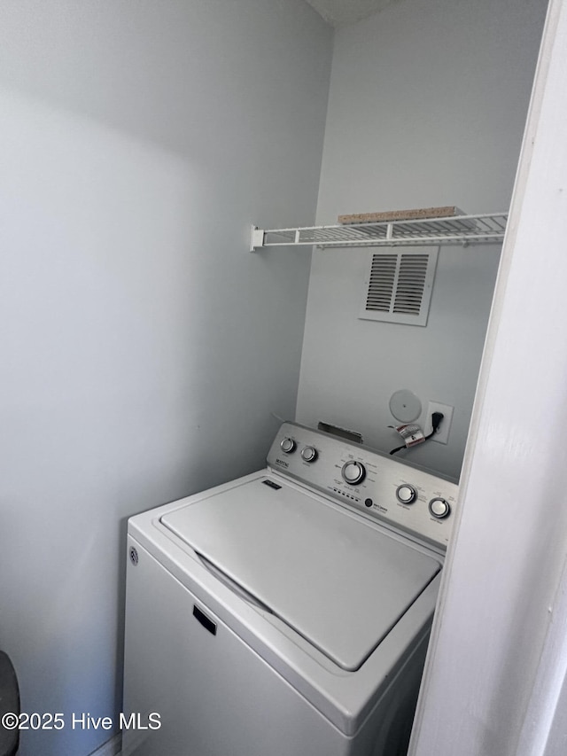 laundry area with visible vents, laundry area, and washer / dryer