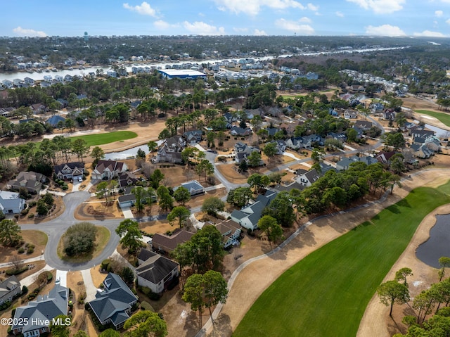 birds eye view of property featuring a residential view and golf course view