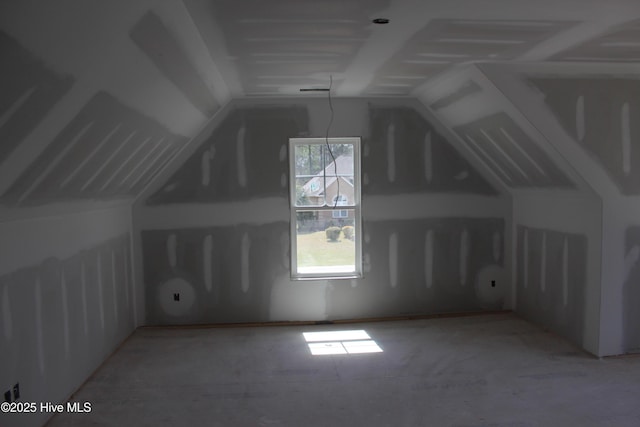 additional living space featuring vaulted ceiling