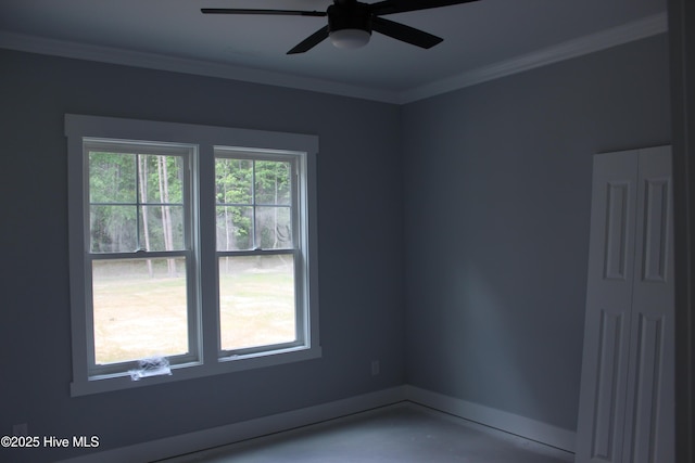 104 Backfield Dr, Newport, NC 28570 - unfurnished room featuring ceiling fan, crown molding, and baseboards