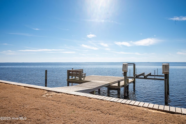 view of dock featuring a water view