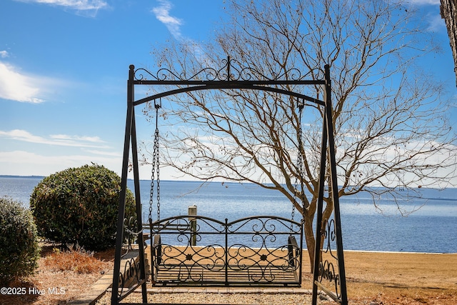 water view with a gate