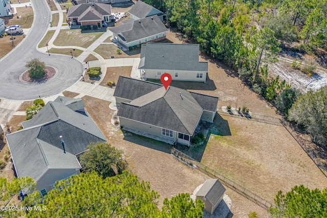 bird's eye view with a residential view