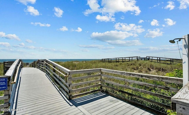 deck with a water view