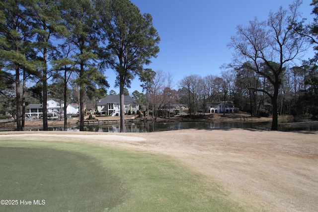 view of yard with a water view