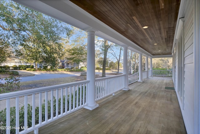 deck with covered porch