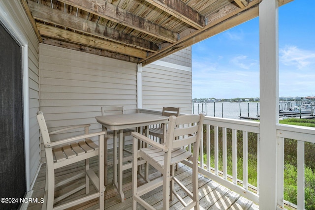 balcony with a water view