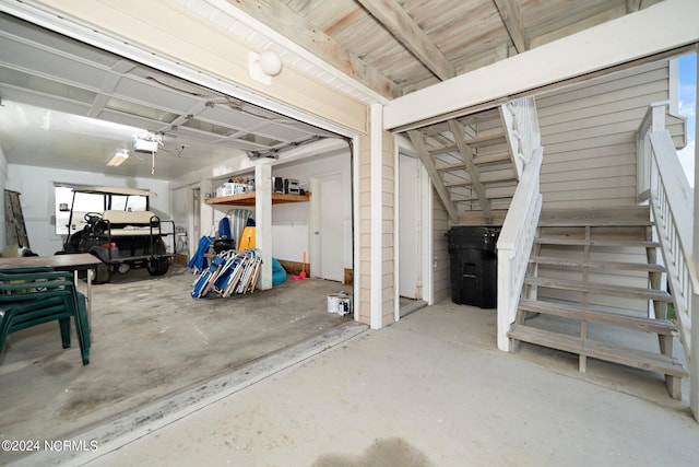 garage with a garage door opener