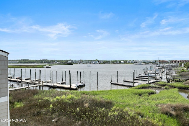 view of dock featuring a water view