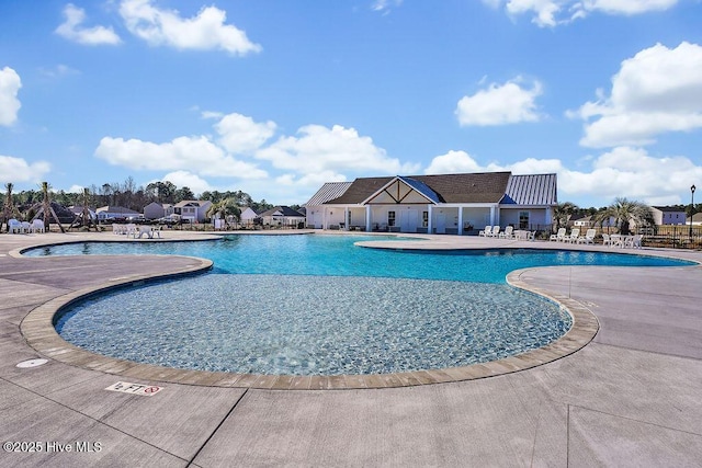 pool with a patio