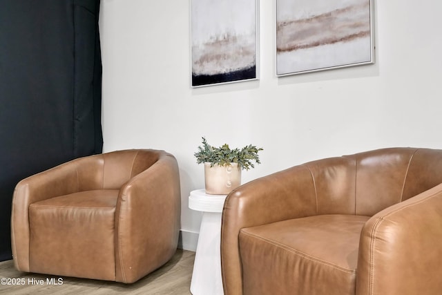 sitting room with light wood-type flooring