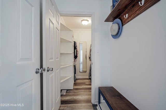 interior space with dark wood finished floors