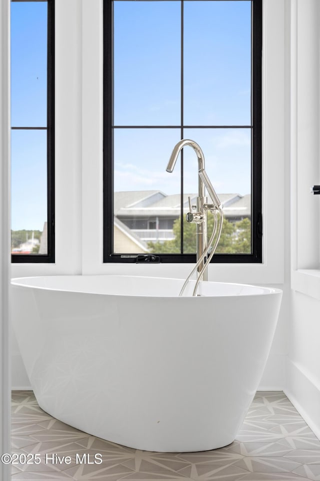 details featuring a freestanding bath