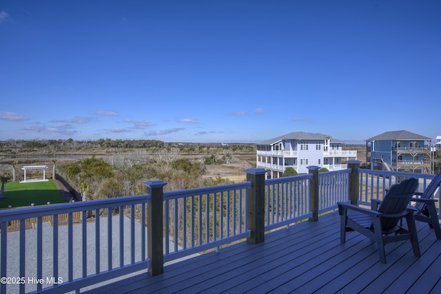 deck with a residential view