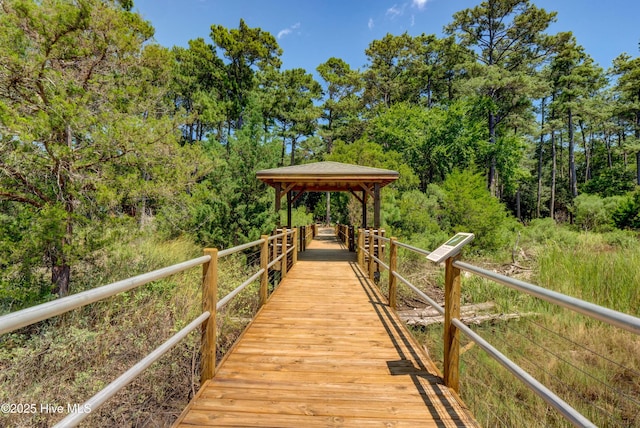 view of dock featuring a gazebo