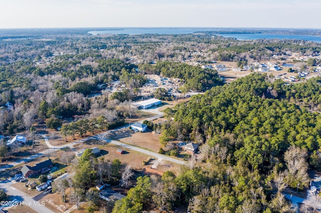 bird's eye view featuring a forest view