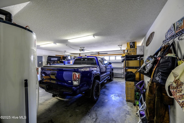 garage featuring electric panel and a garage door opener