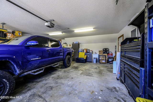 garage with a garage door opener