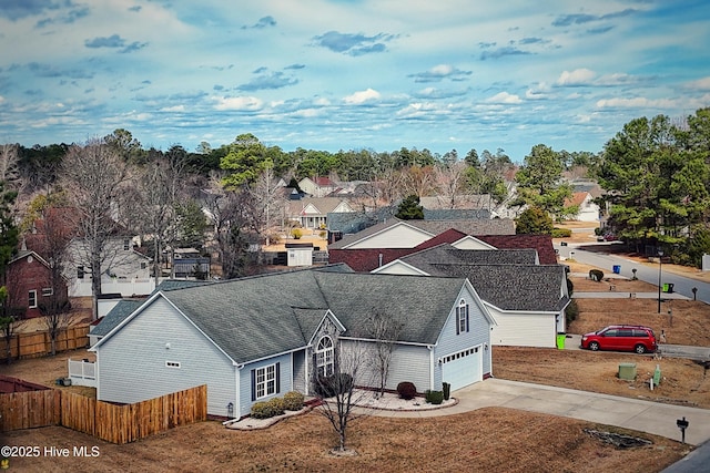 bird's eye view with a residential view