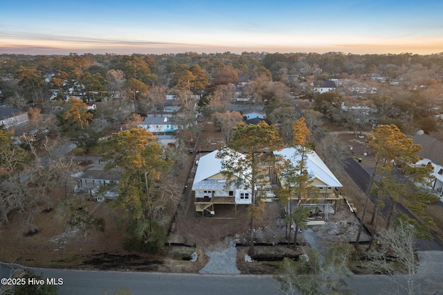 view of aerial view at dusk