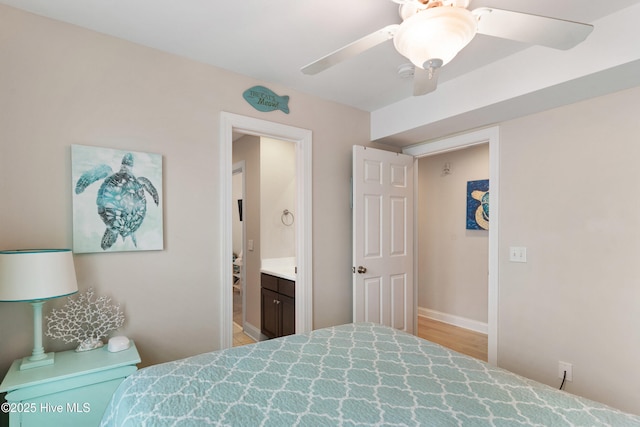 bedroom featuring ceiling fan