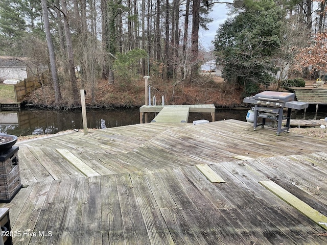 view of dock featuring a water view