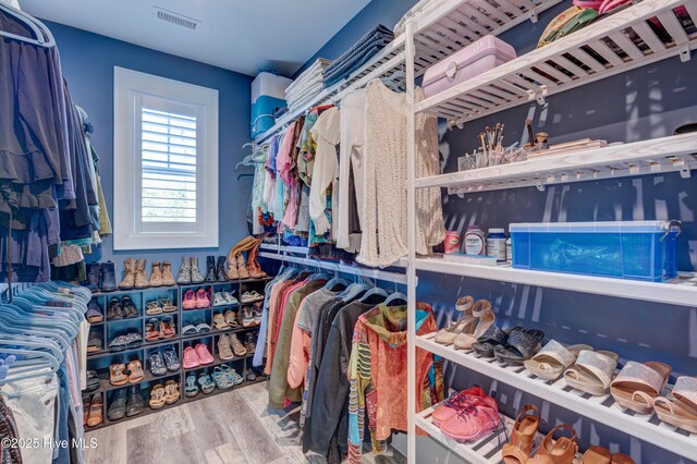 spacious closet with wood finished floors