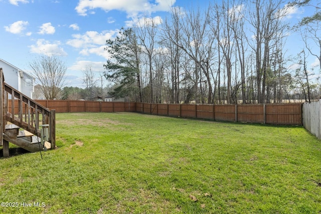 view of yard featuring a fenced backyard