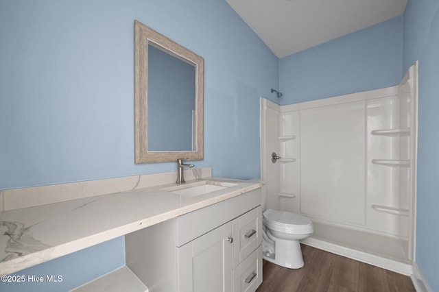 105 Bryan Pl, Washington, NC 27889 - full bath featuring toilet, vanity, wood finished floors, and tub / shower combination