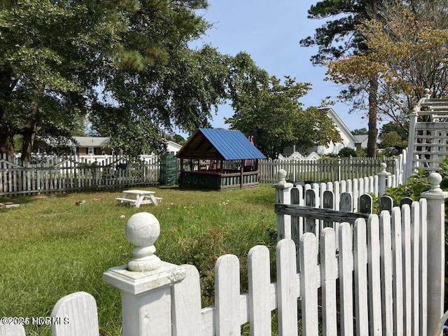 view of yard featuring fence private yard