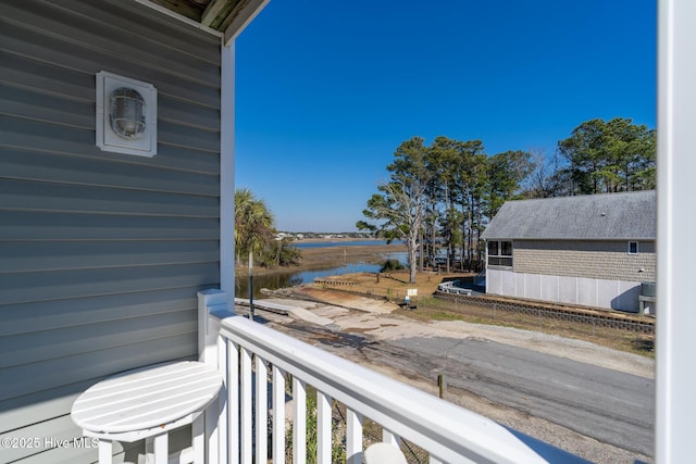 balcony with a water view