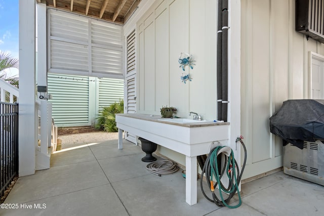 view of patio featuring a sink